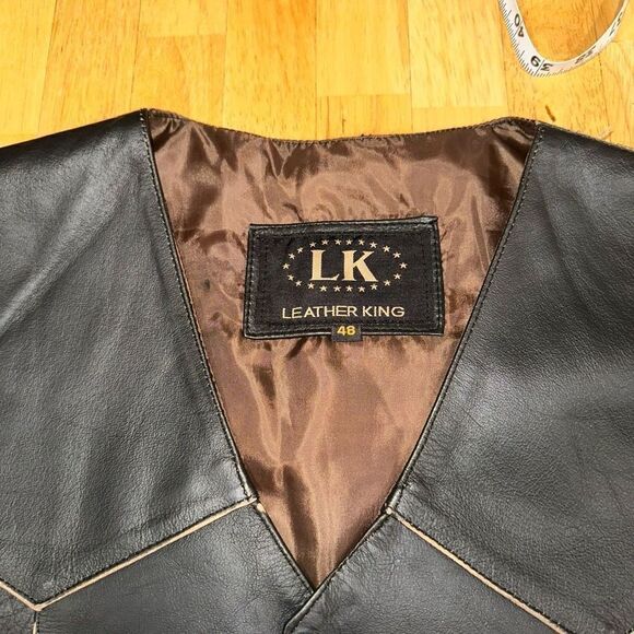 Vintage Leather King Mens 48 Deadstock Americana Embossed Motorcycle Vest NWT - Picture 8 of 9